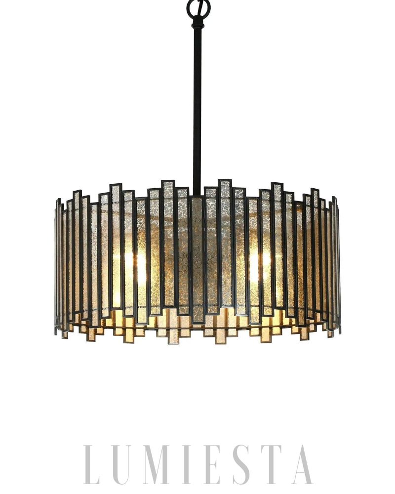 Lampa sufitowa Hemaaolay Czarna w kształcie bębna 40cm 48cm