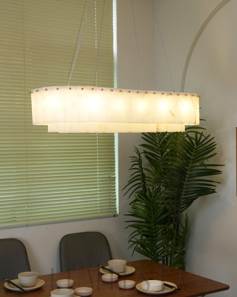 Lampa wisząca Pembridge Alabaster w złotym kolorze 100cm 120cm