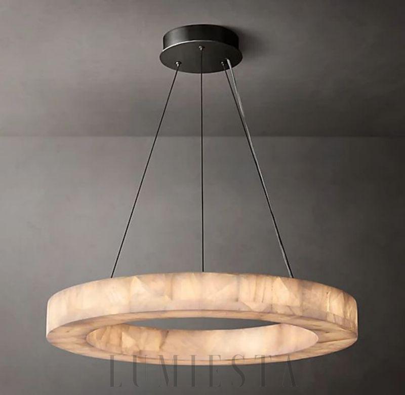Żyrandol Liviji Okrągły 100cm z Kamieniem Calcite w Brązie lub Niklu