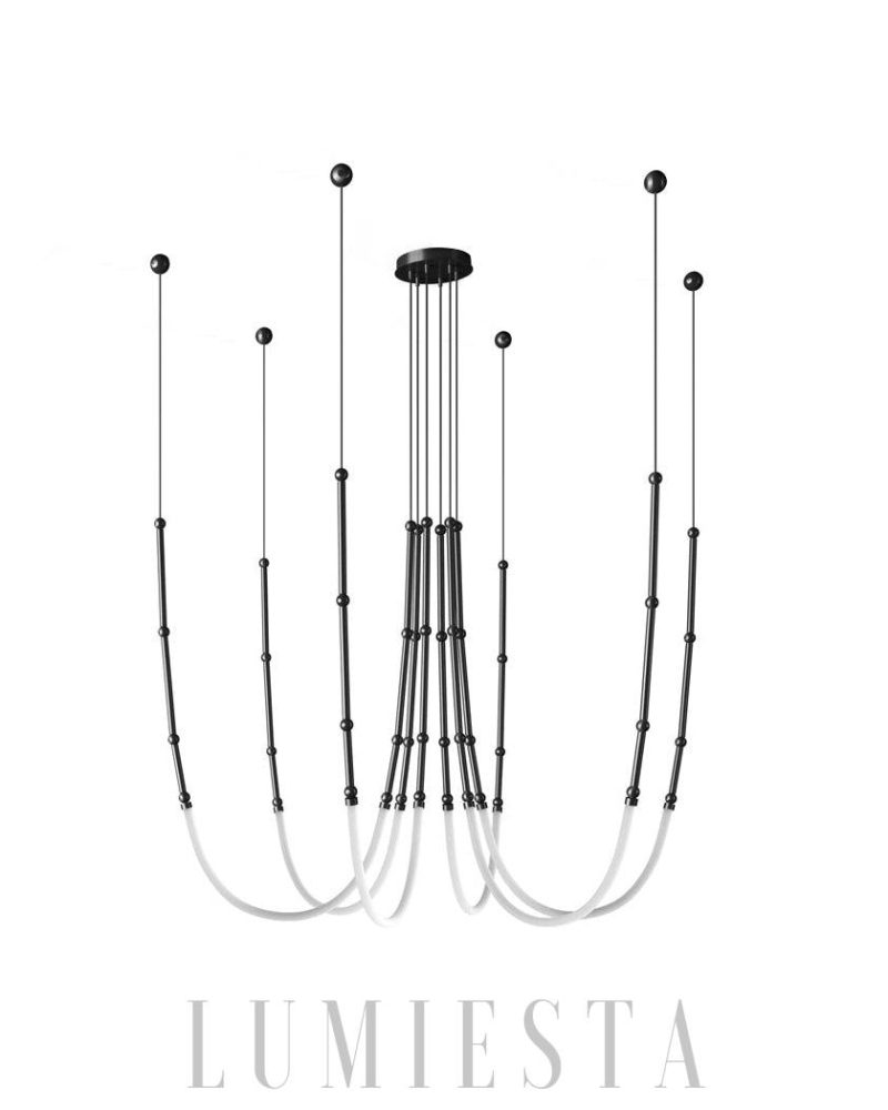 Lampa wisząca Leda nowoczesny żyrandol LED w kolorze złotym i czarnym