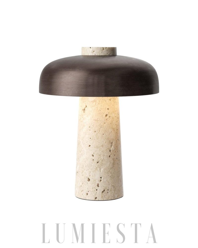 Lampa stołowa z travertynu w nowoczesnym stylu czarnożółtym