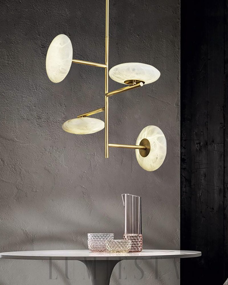 Luksusowy żyrandol alabastrowy złoty 58cm nowoczesny design