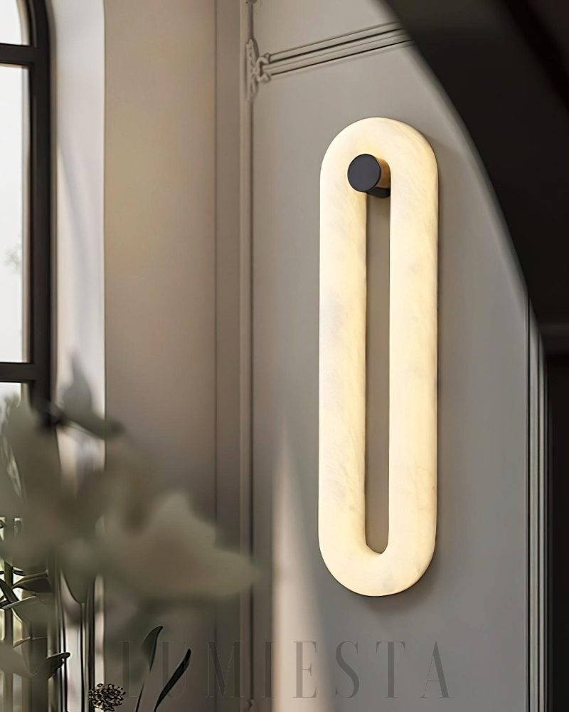 Lampa Ścienna Alabaster Fader Eliptyczna Czarna i Biała