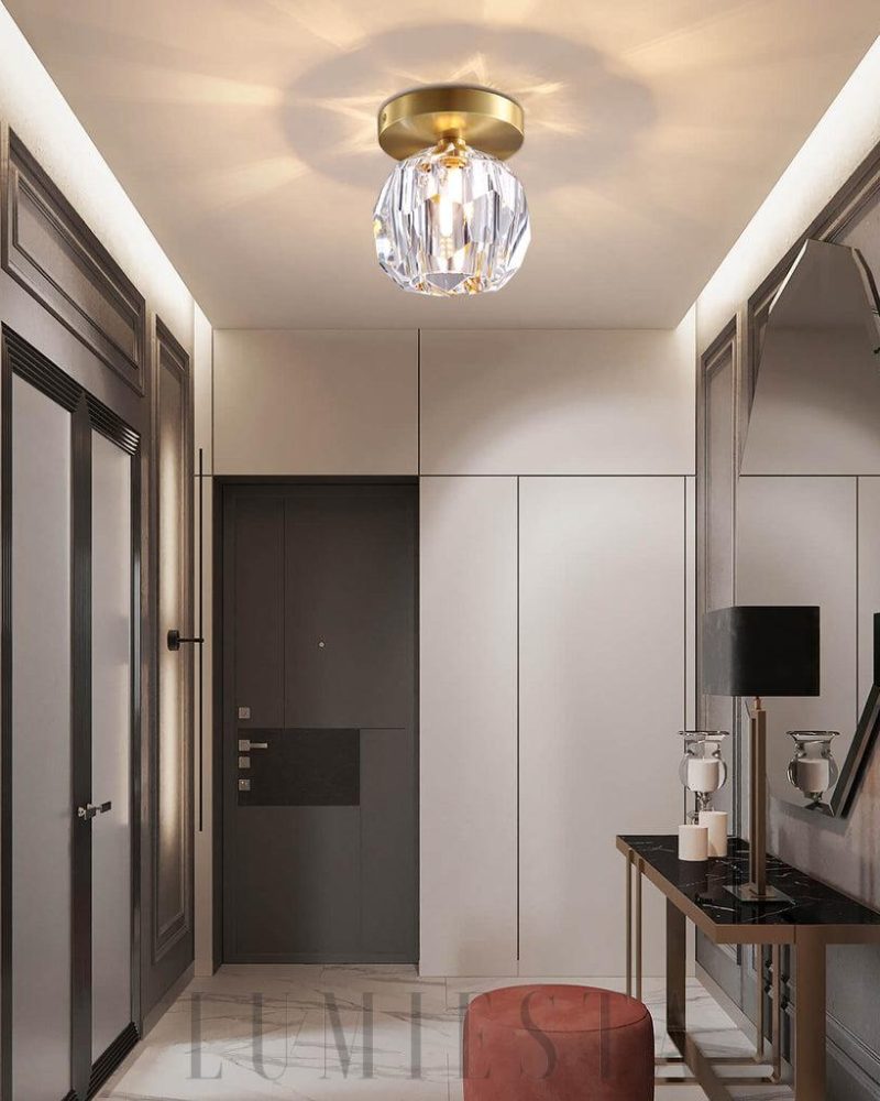 Lampa sufitowa Boule De Cristal z mosiądzu i kryształu 12cm