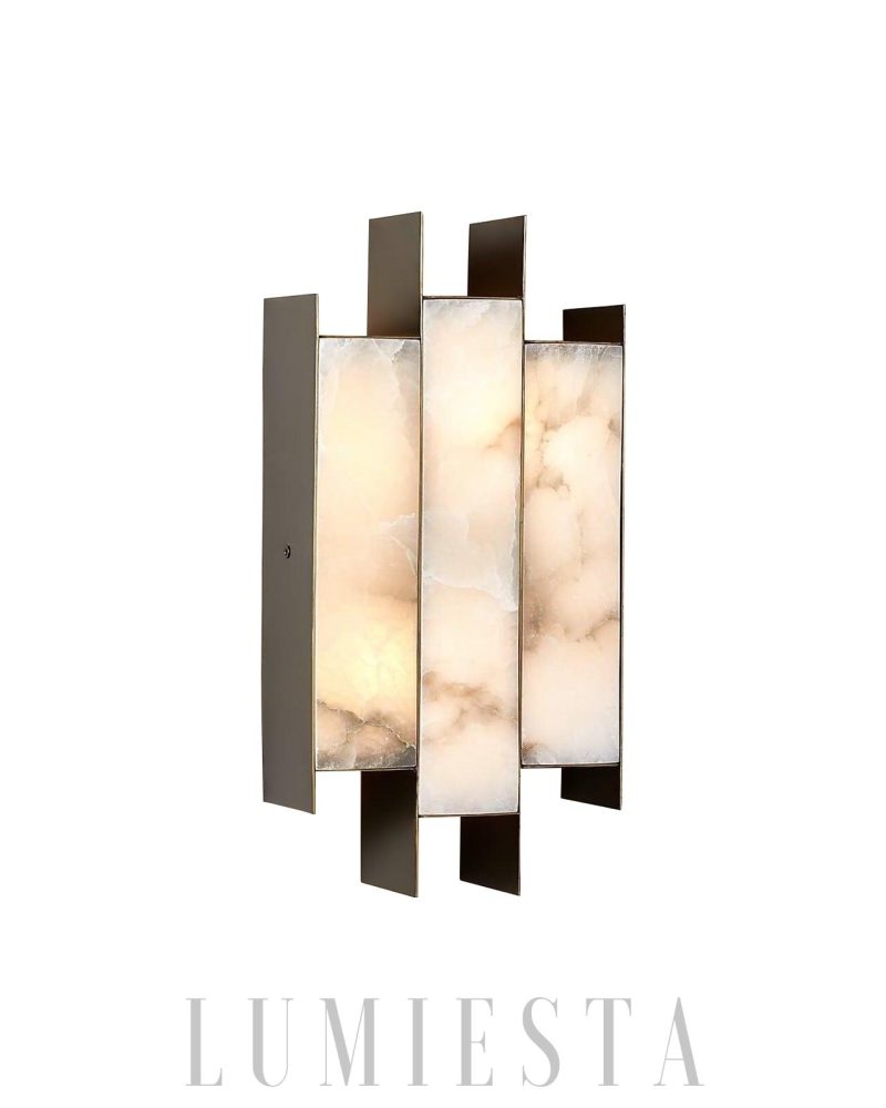 Lampa Ścienna Alabaster Kamila Prostokątna Biała i Czarna