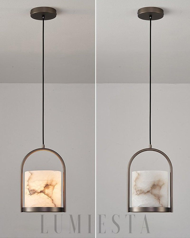 Lampa wisząca cylindryczna z marmuru o średnicy 20cm