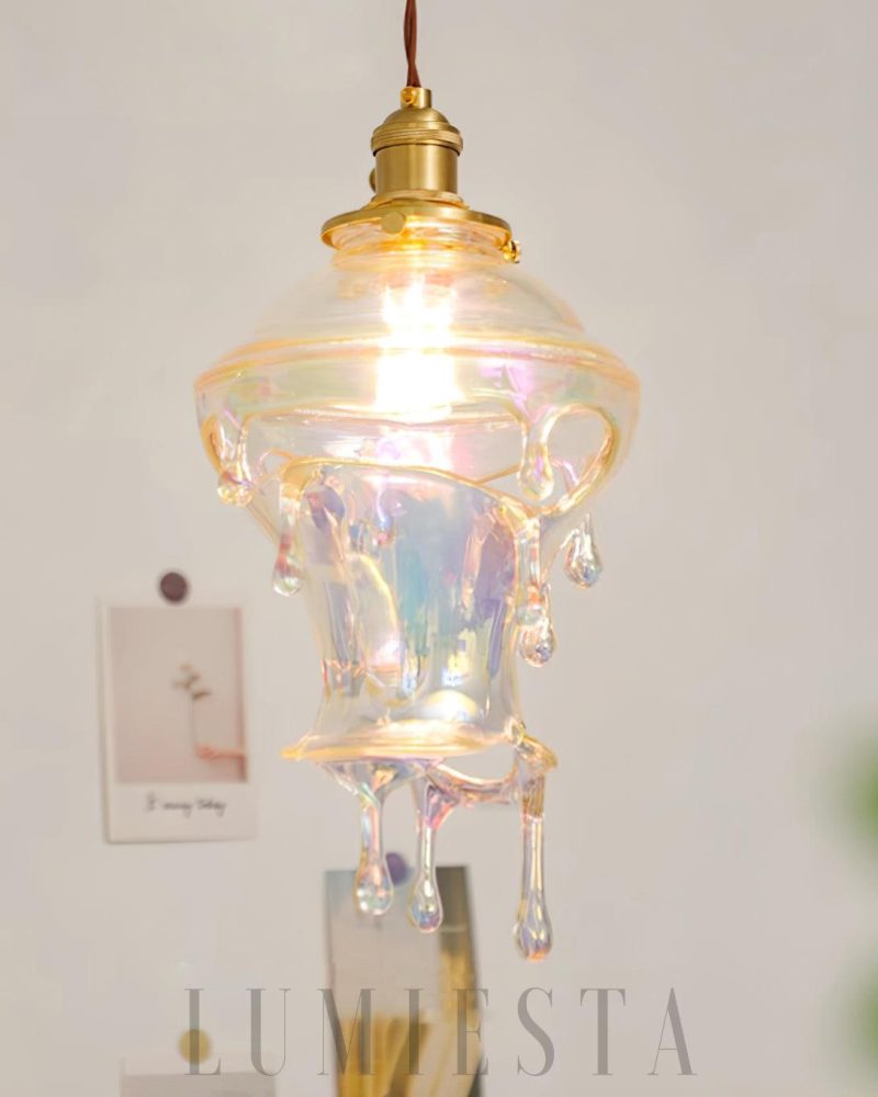 Lampa wisząca w kształcie kropli wody z kryształem i szkłem