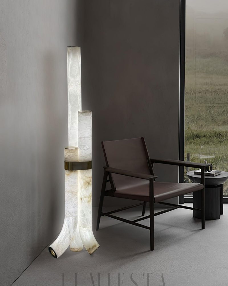 Lampa podłogowa z alabastru w nowoczesnym stylu 45cm 150cm