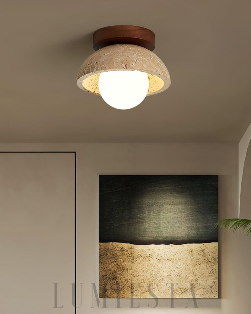 Lampa sufitowa Piedra Travertine w stylu naturalnym 15cm