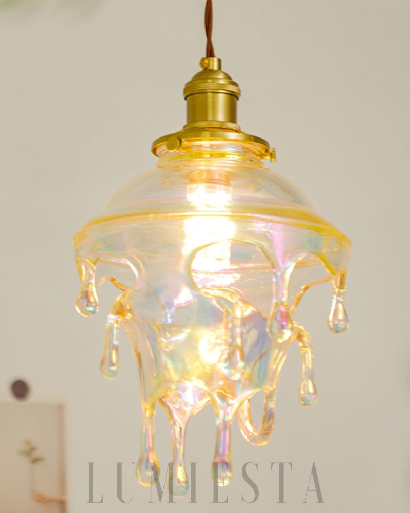 Lampa wisząca w kształcie kropli wody z kryształem i szkłem
