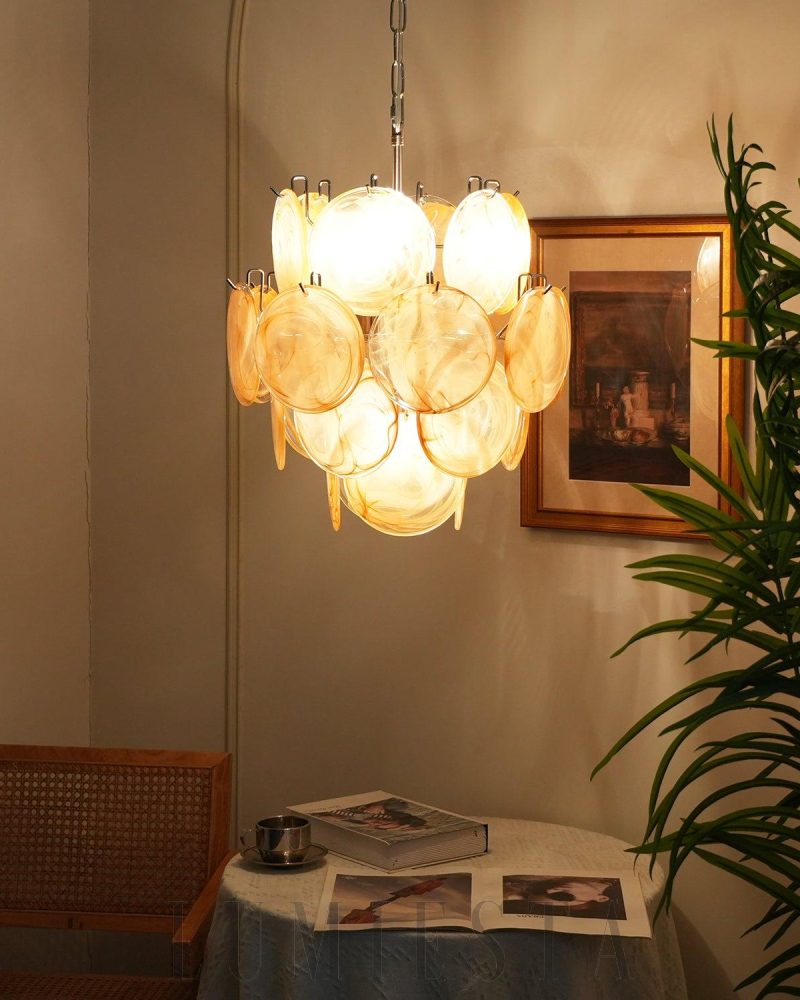 Lampa sufitowa Vintage Murano Złoty Szklany Żyrandol 45cm