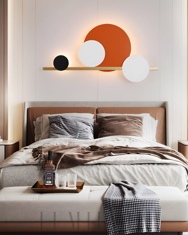Lampa ścienna LED 4 okręgi w nowoczesnym stylu pomarańczowa
