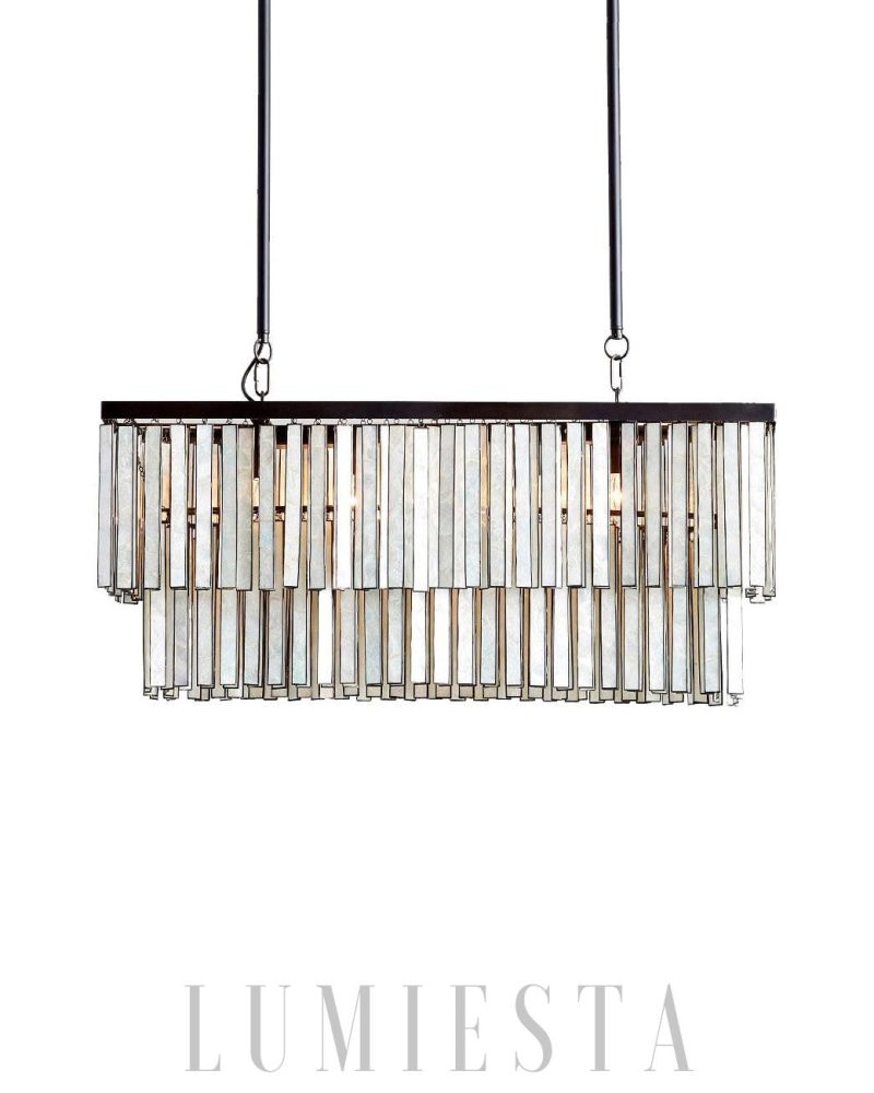 Lampa sufitowa Astrid Capiz prostokątna brązowa 95cm elegancja