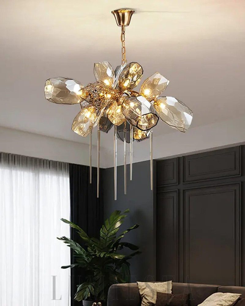 Lampa wisząca Britannica Chandelier w stylu nowoczesnym złoty szary