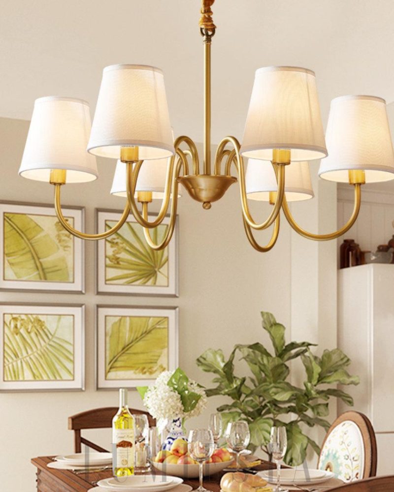 Lampa wisząca Fazrpip Retro Złoty Żyrandol z abażurami 3 5 6 8 10 głowami