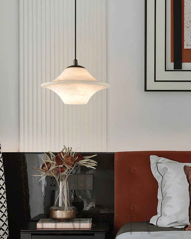 Luksusowa wisząca lampa alabastrowa w kształcie talerza 22cm
