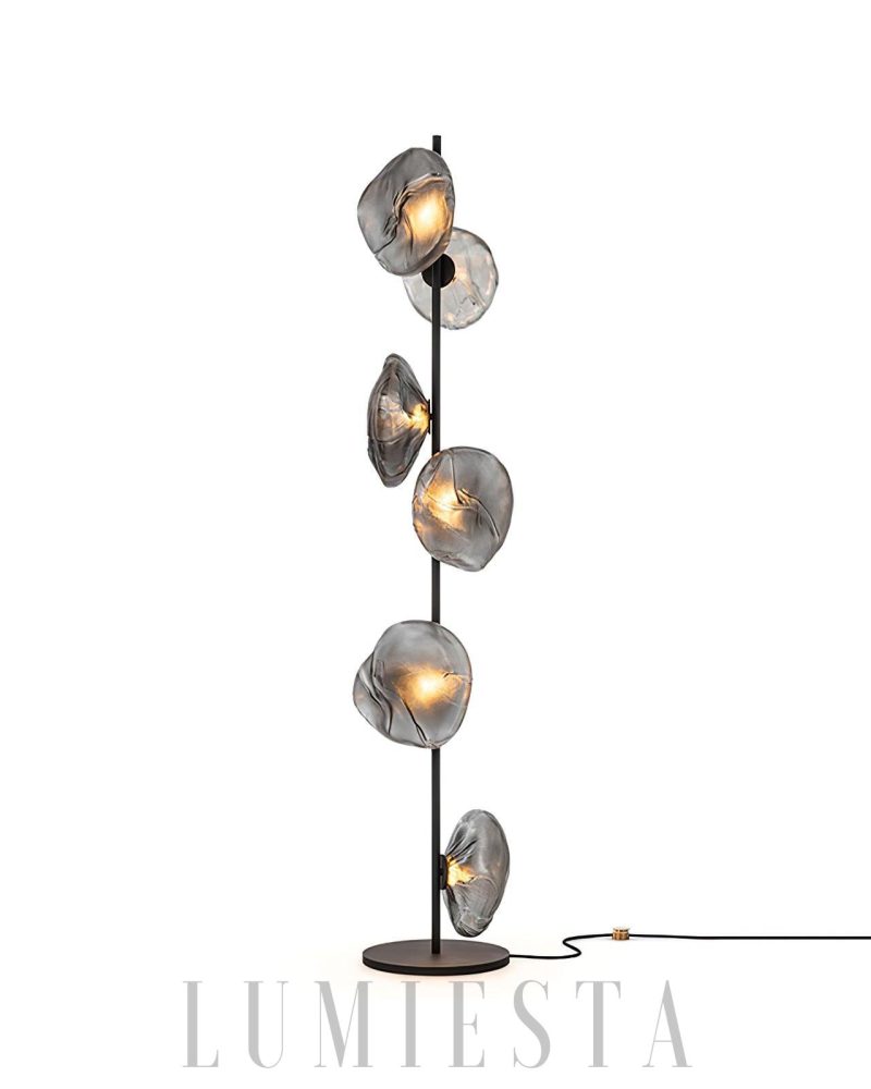 Lampa Podłogowa Szklane Płatki Złota Przezroczysta 3 Głów 180cm
