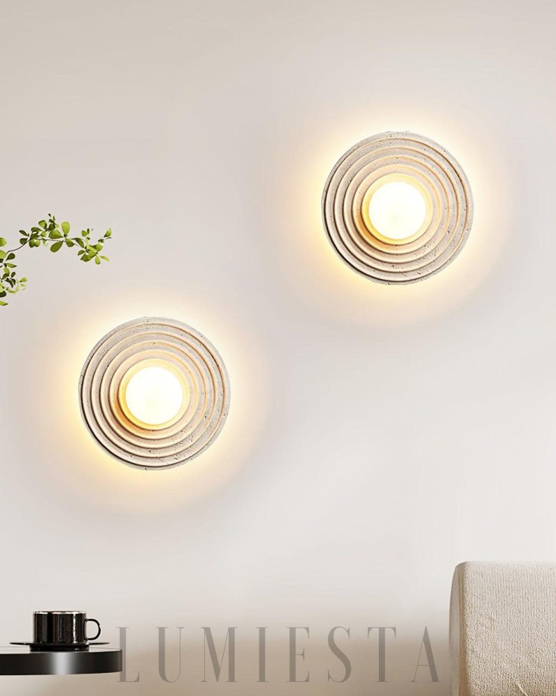 Lampa ścienna z okrągłymi pierścieniami w kolorze beżowym 33cm
