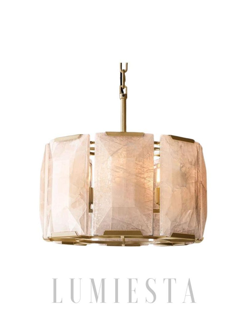 Lampa wisząca Harson Calcite okrągła 48cm mosiądz czarny stal