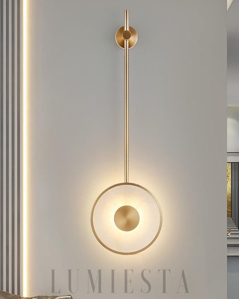Lampa Ścienna Alabaster Okrągła z Ciepłym i Zimnym Światłem