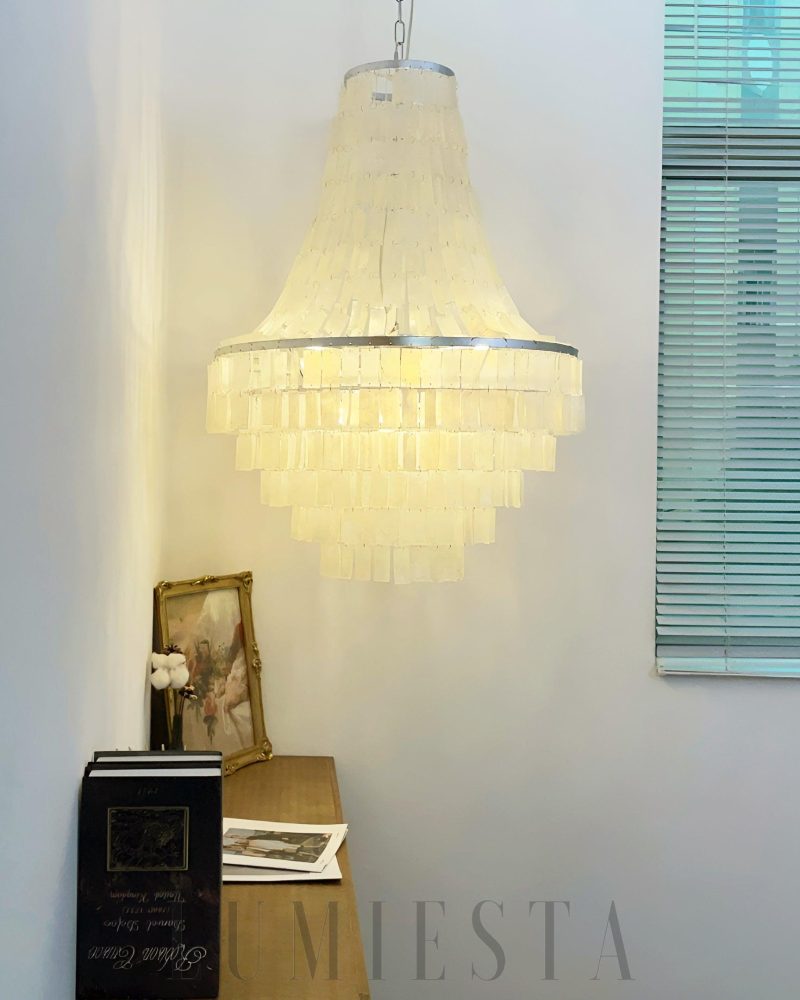 Lampa wisząca Boho z naturalnych muszli Capiz 45cm 65cm