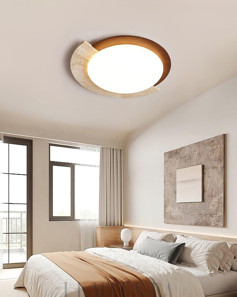 Lampa sufitowa Halo w kształcie okręgu z travertynu 58cm