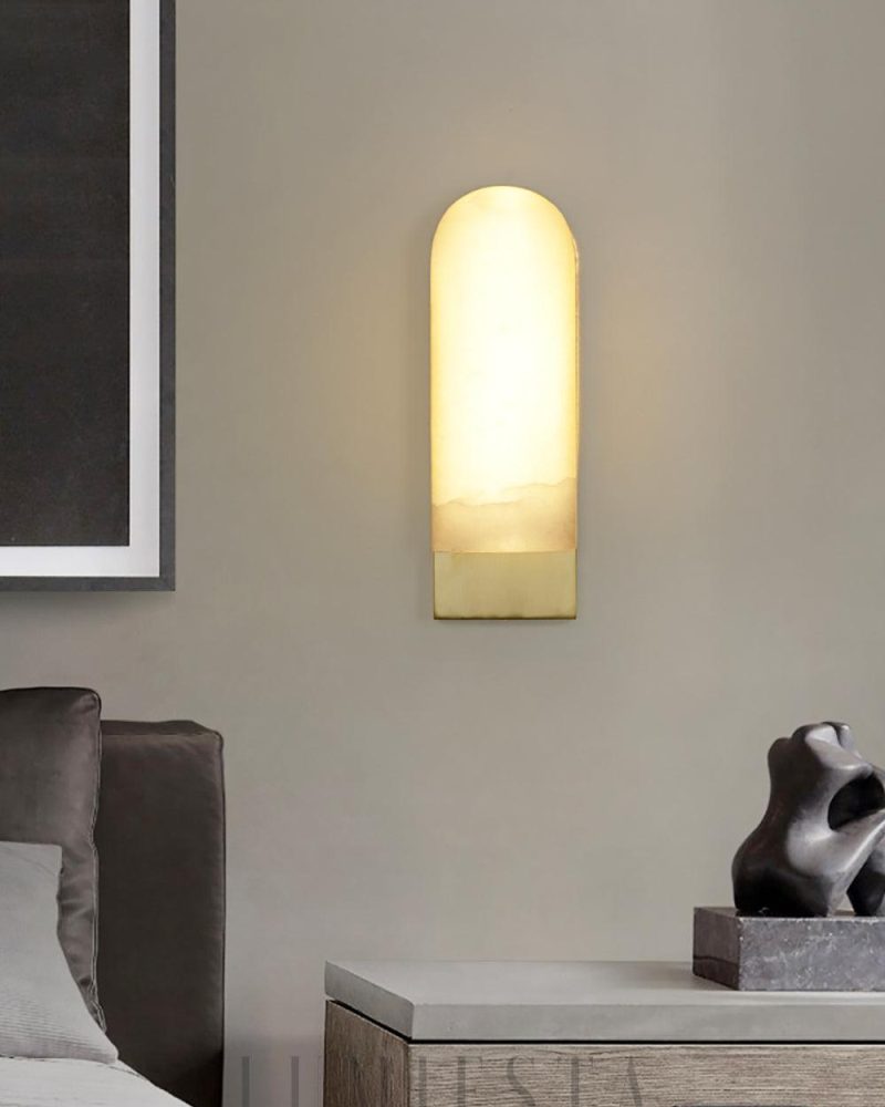 Lampa Ścienna Alabastrowa Kwadratowa i Okrągła w Złocie