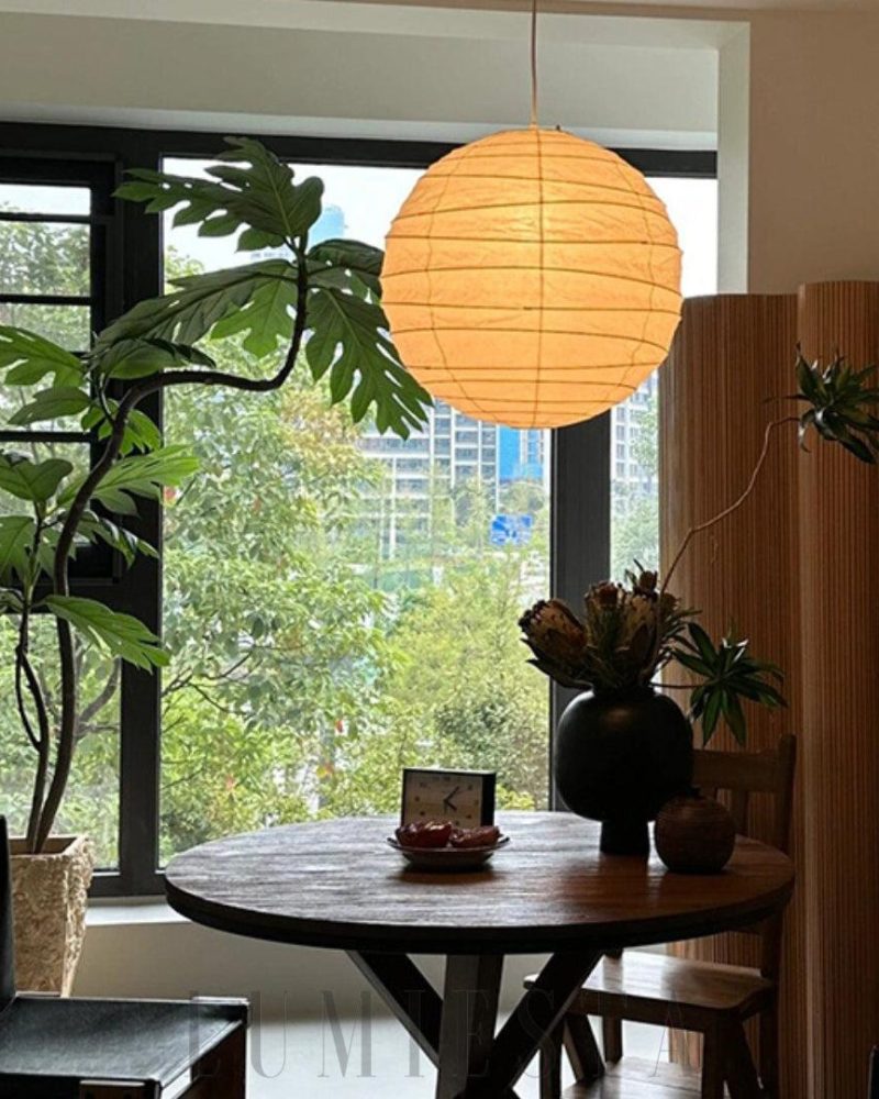 Lampa wisząca Akari 55D 75D w białym kolorze z bambusa