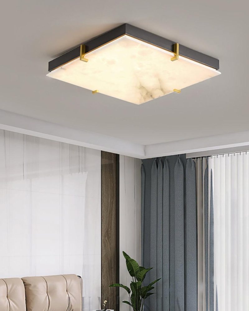 Lampa sufitowa kwadratowa Alabaster czarna elegancja 40cm 50cm