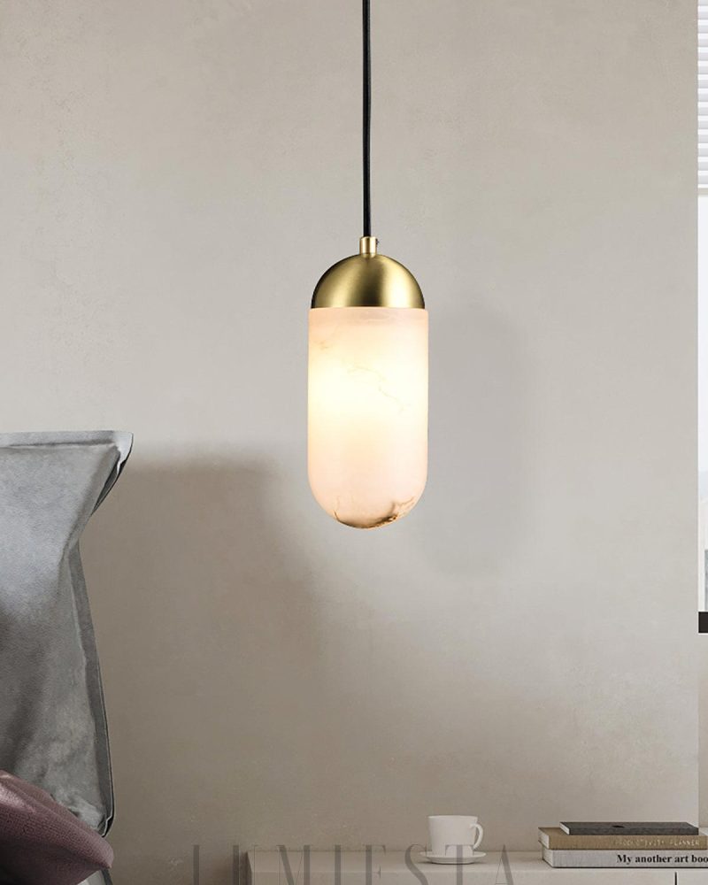 Lampa wisząca Alabaster Moonshade w kolorze złotym i białym