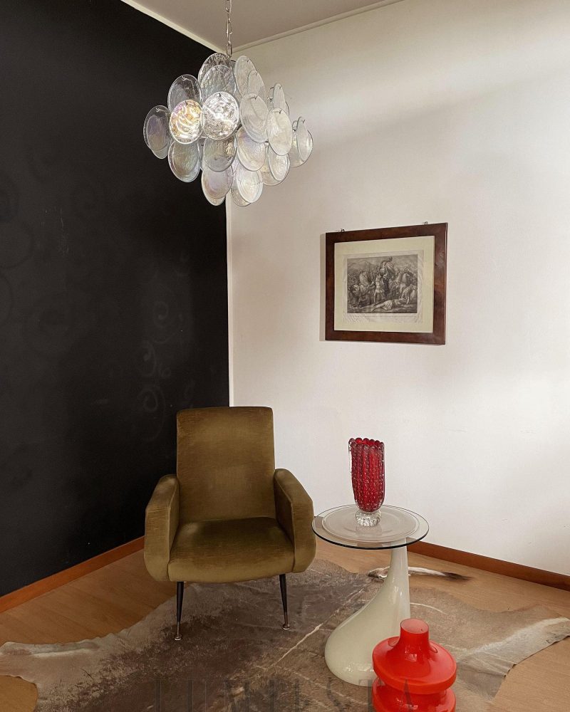 Lampa wisząca Vintage Murano z iryzującym szkłem 49cm