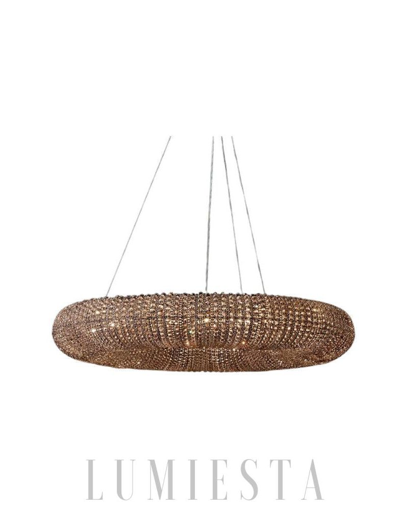 Elegancka Przydymiona Kryształowa Lampa Wisząca Okrągła 104cm