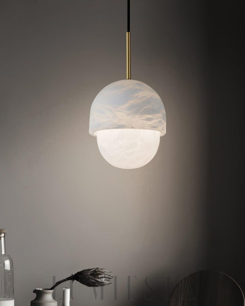 Lampa wisząca Yoko Alabaster w kształcie kuli 15cm Biała