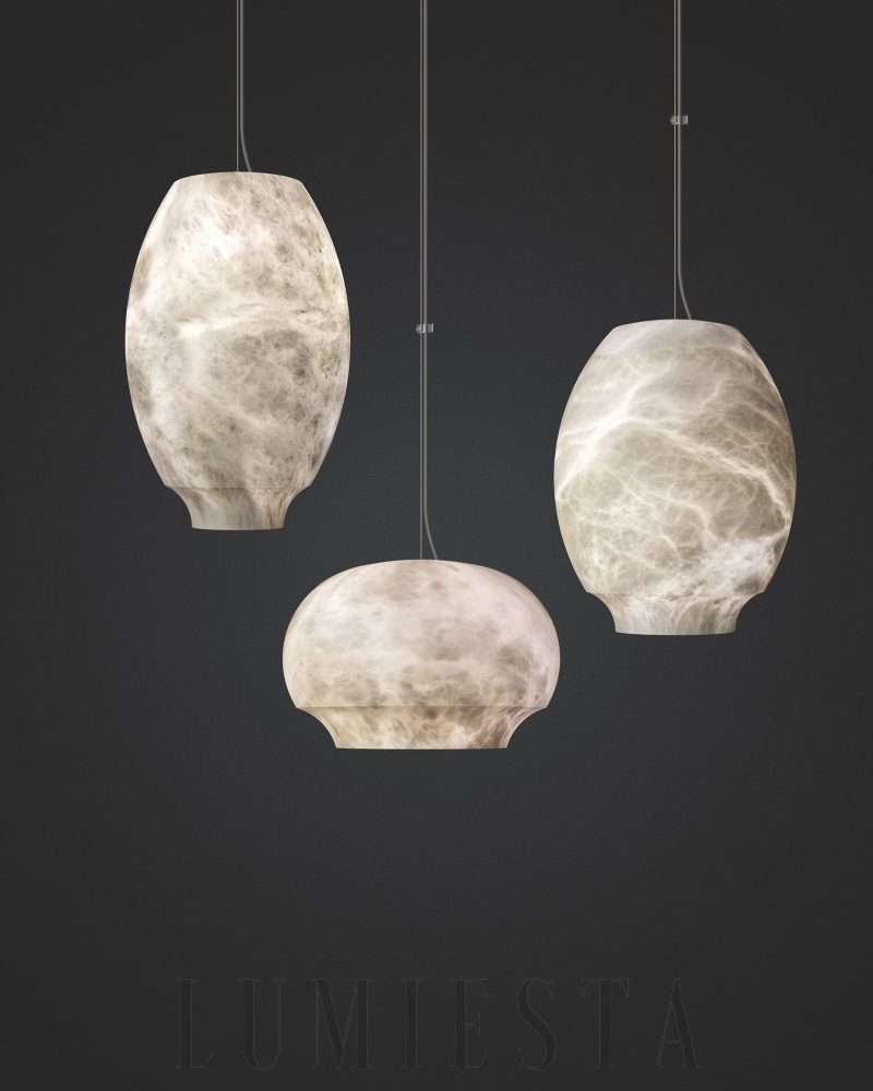 Lampa wisząca Camille w eleganckim kształcie alabastru
