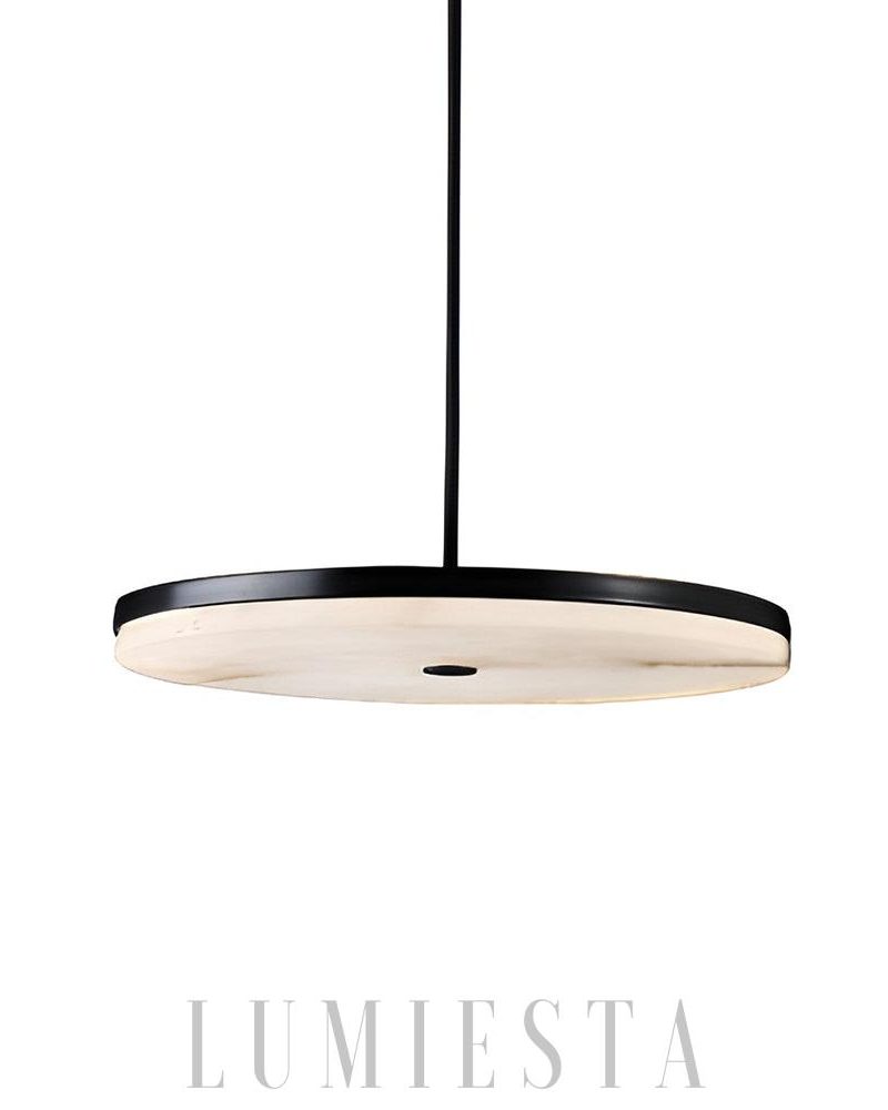 Lampa wisząca Manhattan Alabaster okrągła czarna biała 20 25 30 cm
