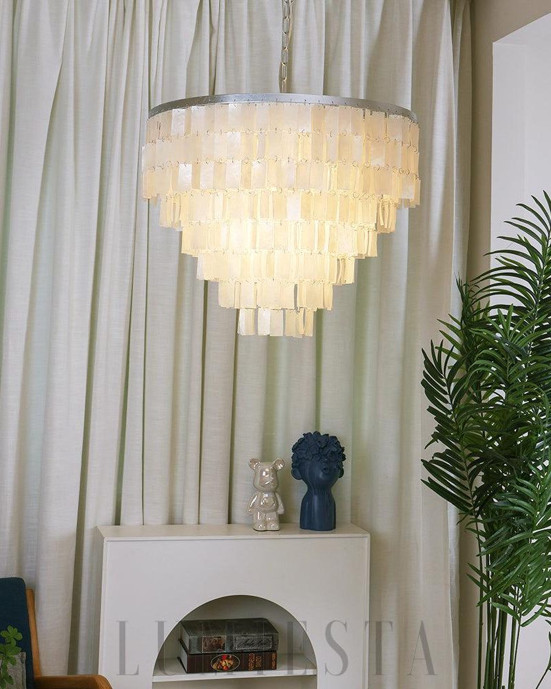 Lampa wisząca Skye Light muszlowy żyrandol w białym kolorze