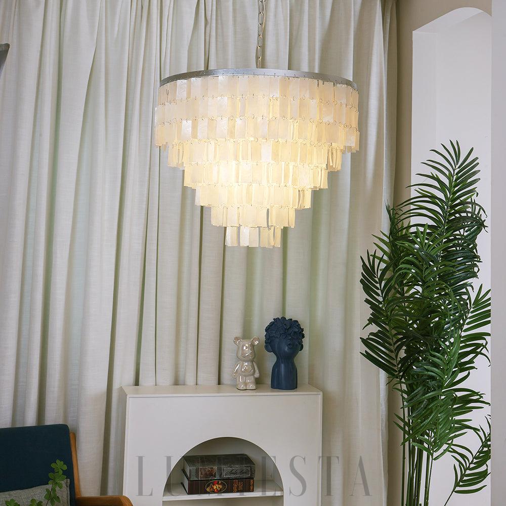 Lampa wisząca Skye Light muszlowy żyrandol w białym kolorze