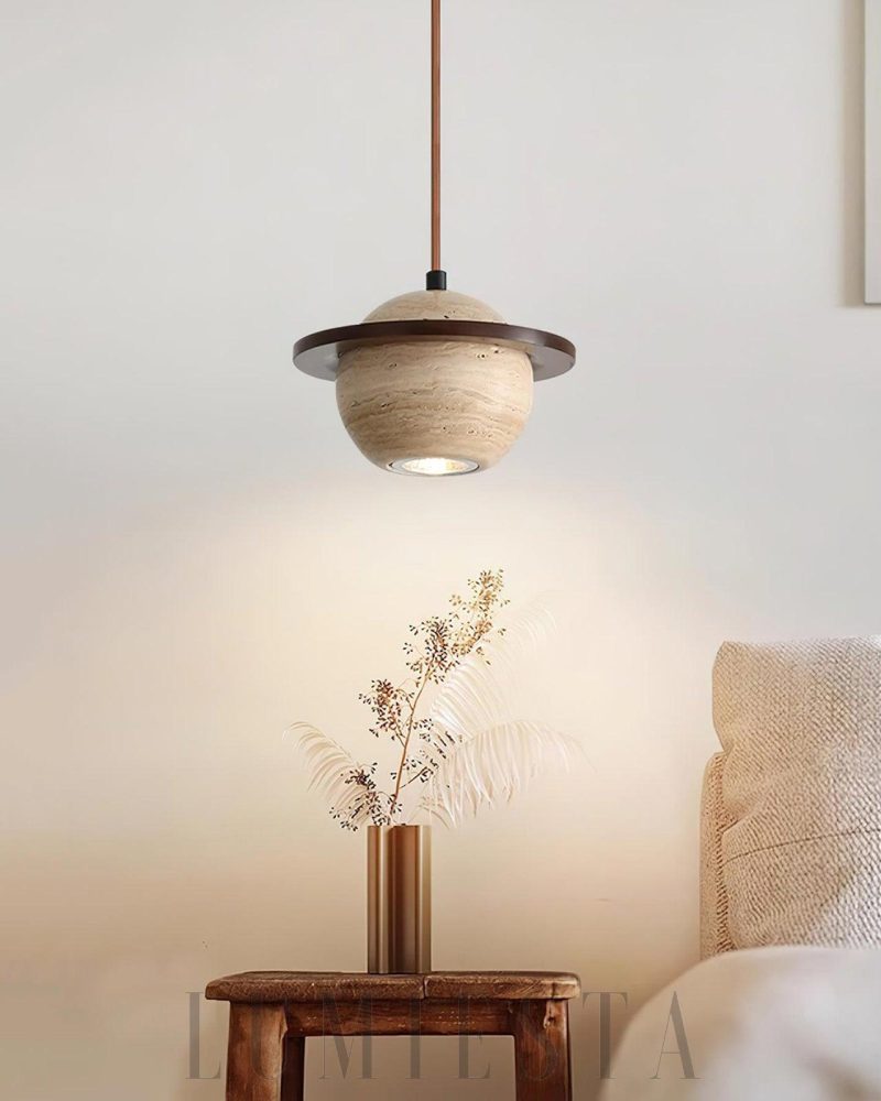 Lampa wisząca Planet Travertine stylowa kula 20cm 14cm