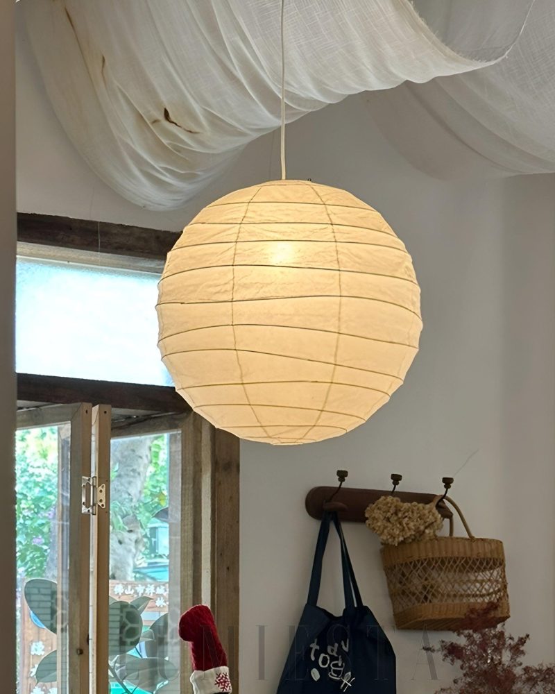 Lampa wisząca Akari 55D 75D w białym kolorze z bambusa