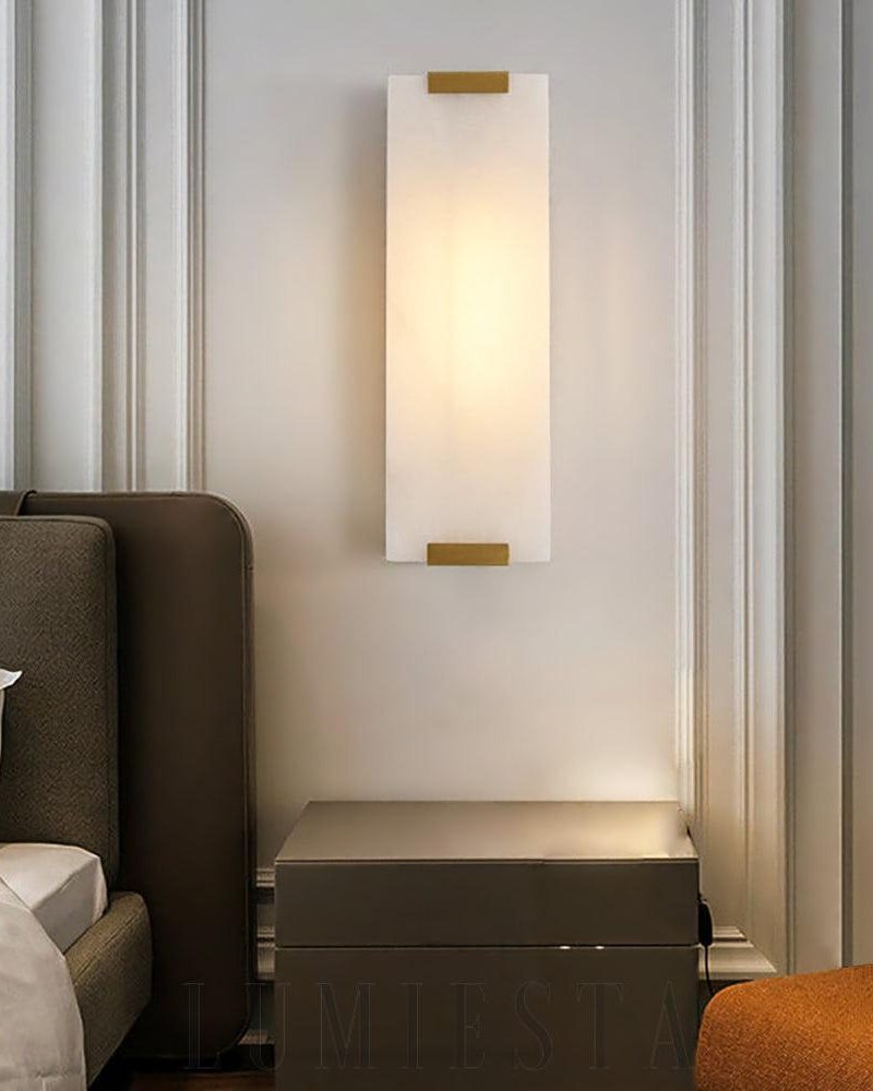 Lampa ścienna Alabaster Roux styl retro mosiądz biały czarny