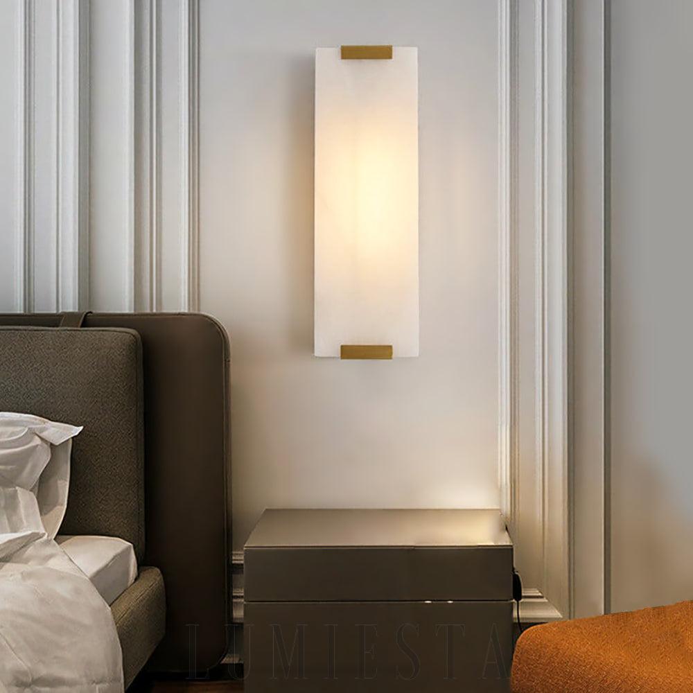 Lampa ścienna Alabaster Roux styl retro mosiądz biały czarny