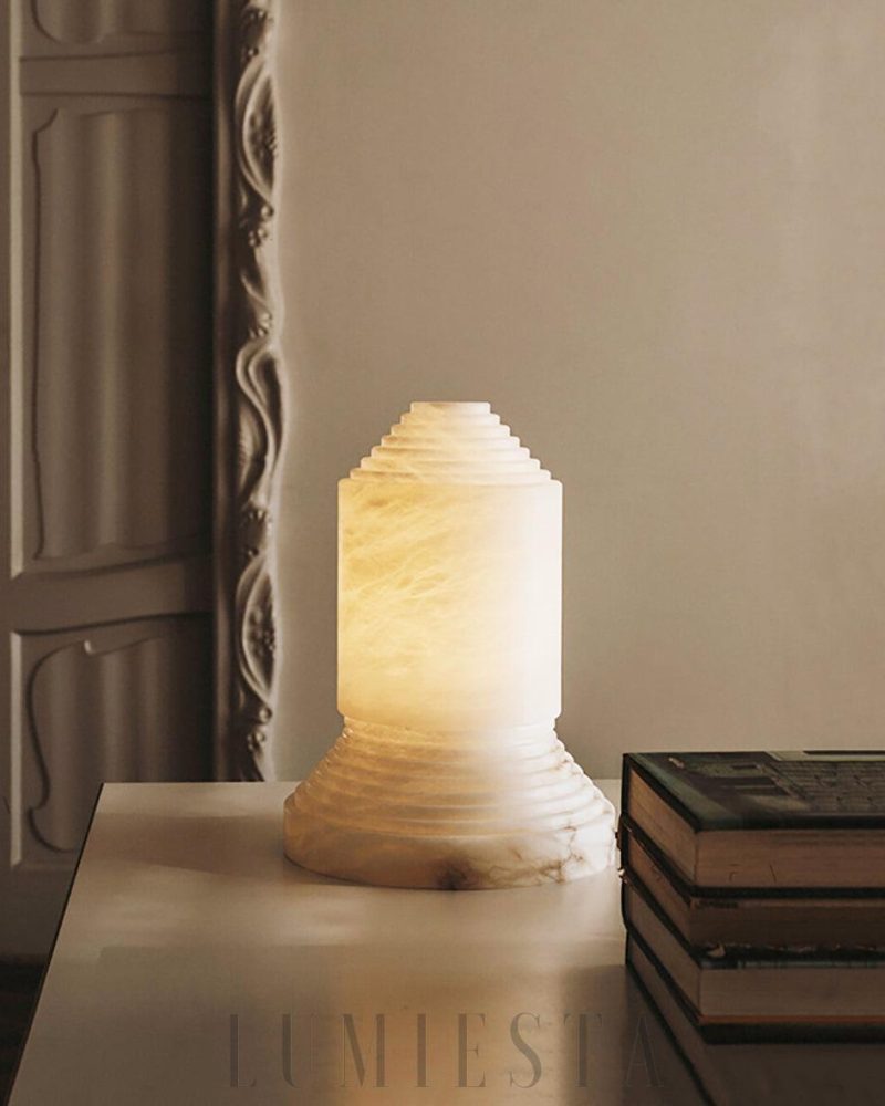 Lampa stołowa z alabastru Babel w nowoczesnym stylu 30cm