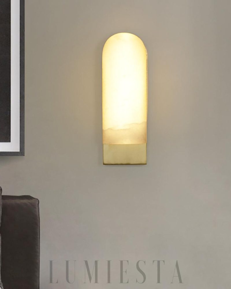 Lampa Ścienna Alabastrowa Kwadratowa i Okrągła w Złocie
