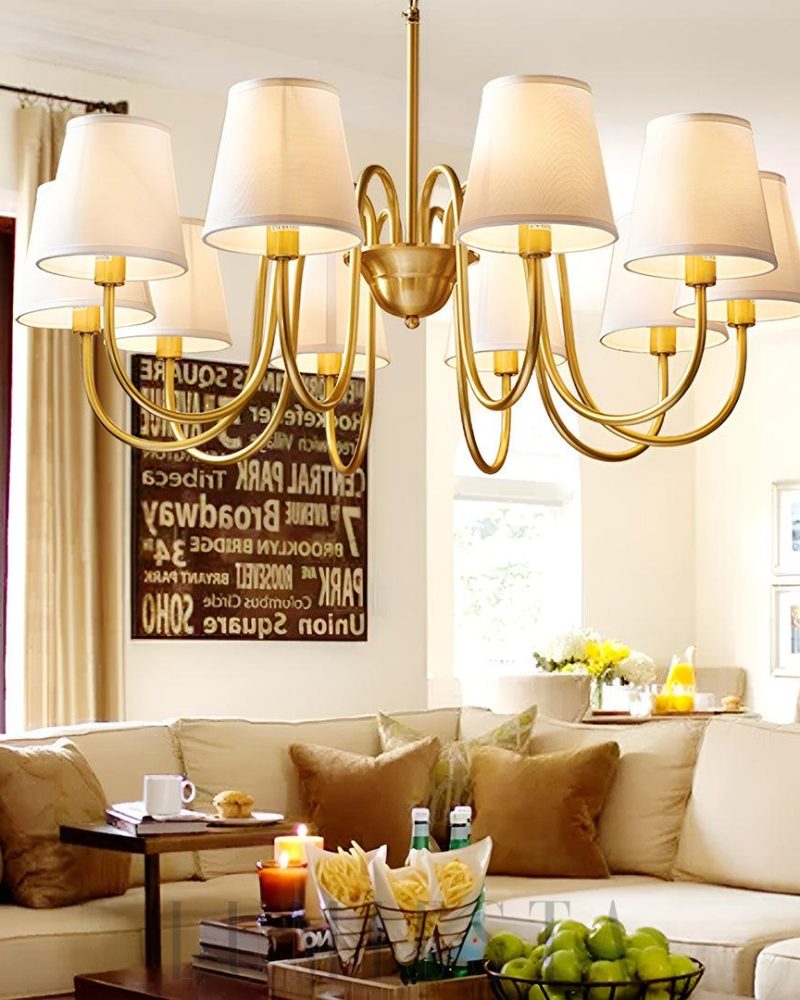 Lampa wisząca Fazrpip Retro Złoty Żyrandol z abażurami 3 5 6 8 10 głowami