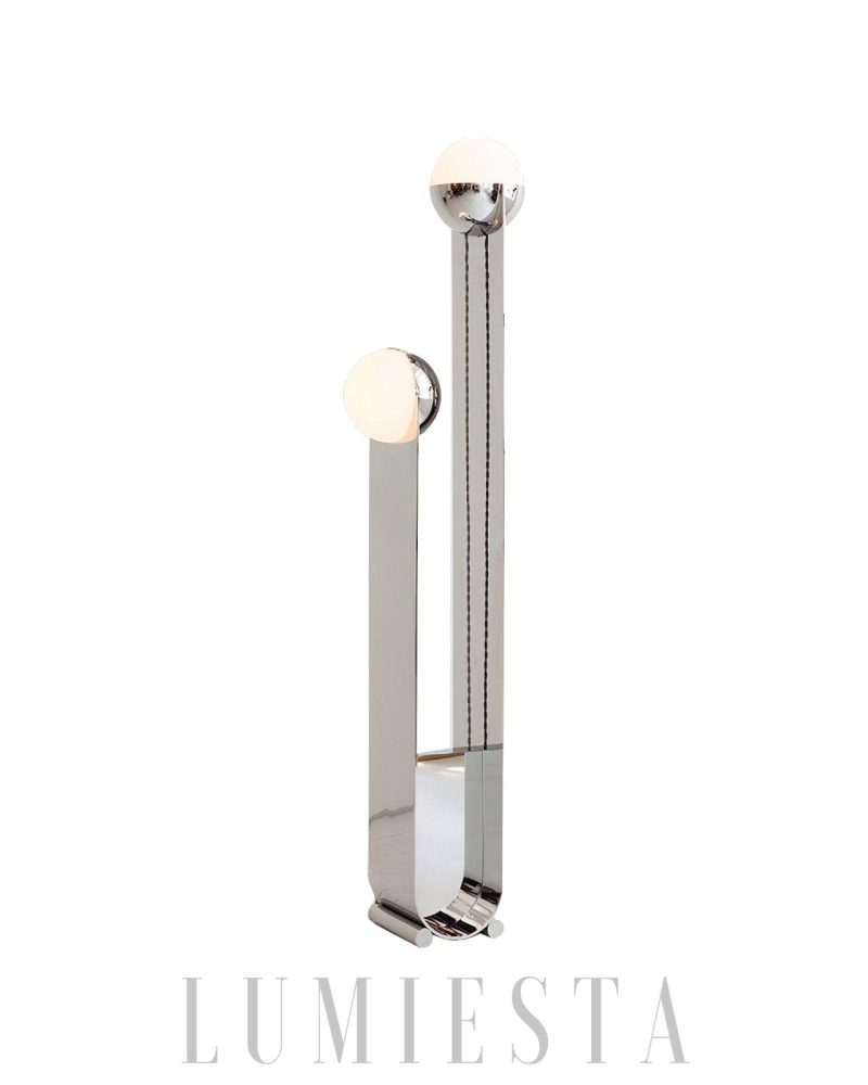 Lampa podłogowa Pete i Nora w stylu nowoczesnym chromowana 155cm