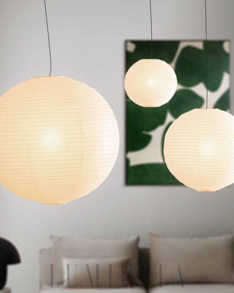 Lampa wisząca Akari A w kształcie okrągłym w kolorze białym