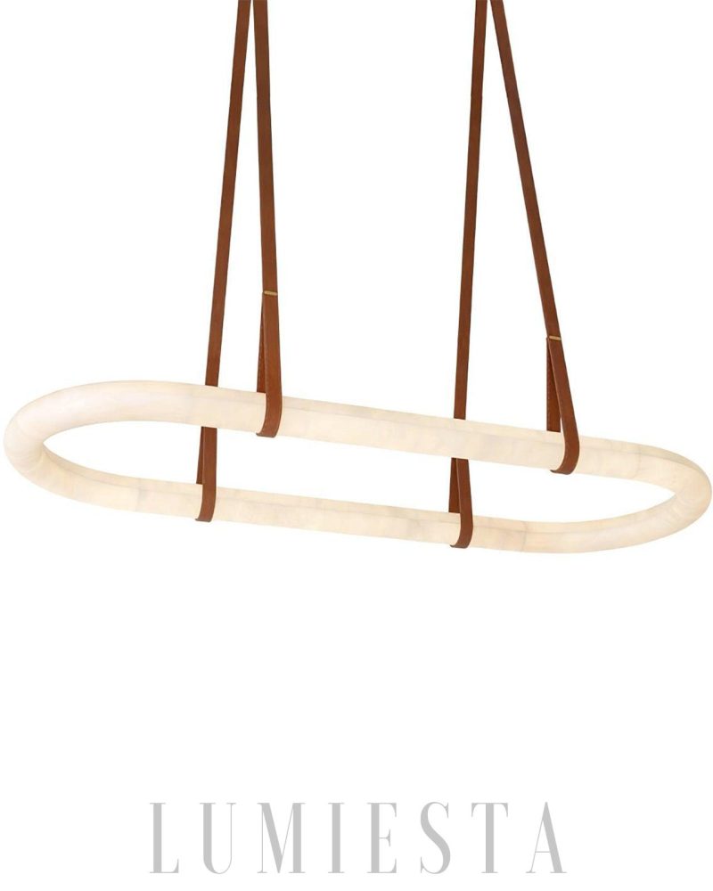 Aurelia - lampa wisząca w stylu nowoczesnym ovalna z alabastru