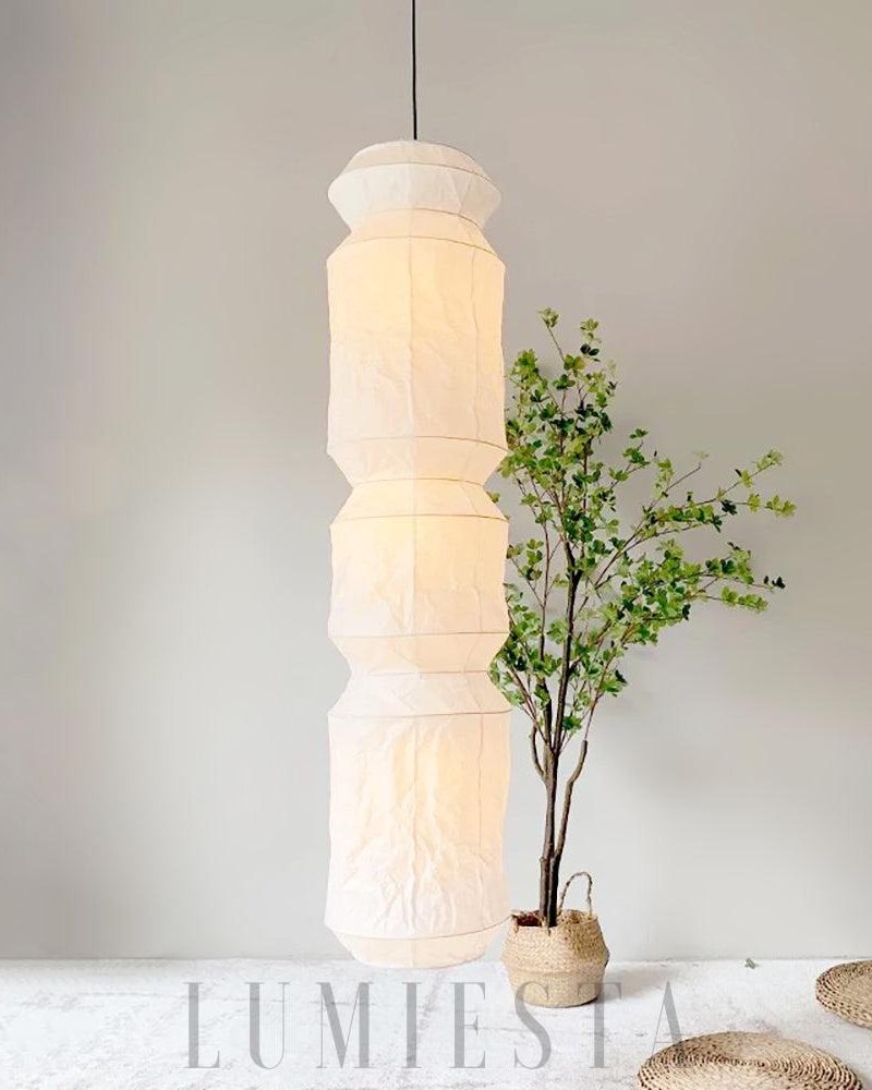 Lampa wisząca Akari L6 z białym kloszem i czarnym przewodem