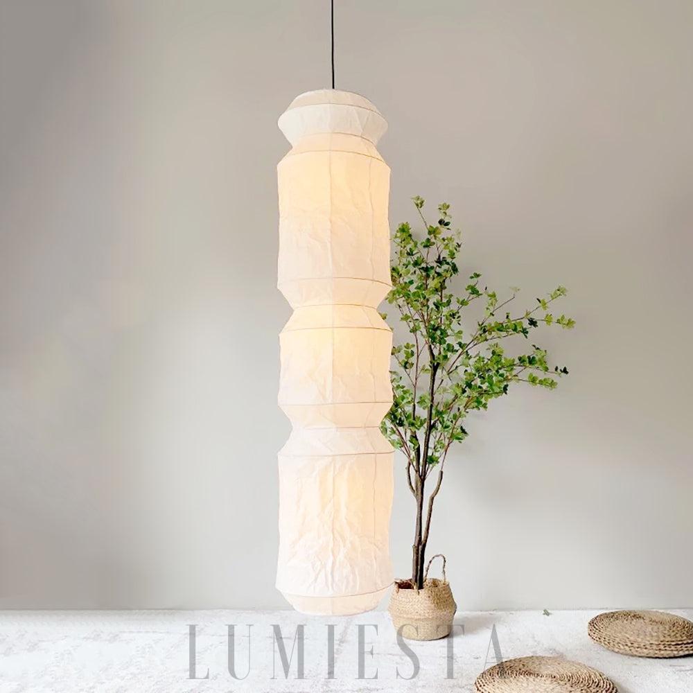 Lampa wisząca Akari L6 z białym kloszem i czarnym przewodem