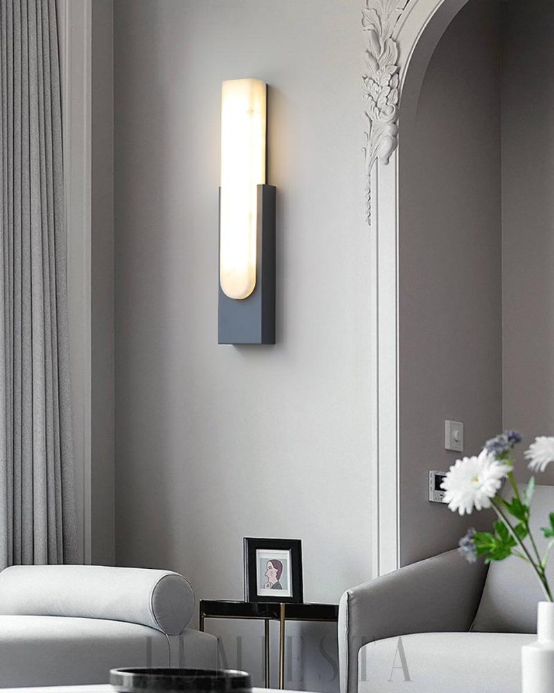 Lampa ścienna Alabaster Agatha elegancka z alabastru 50 cm